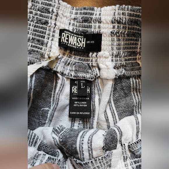 NWT Rewash Beach Shorts Linen Blend Striped and Floral Print Size Large L - Picture 3 of 7